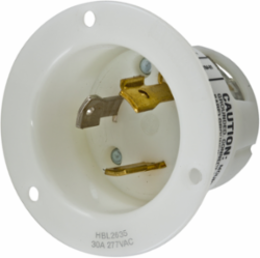 Twist-Lock Flanged Inlet Connector, 30A 277V AC, 2-Pole 3-Wire Grounding