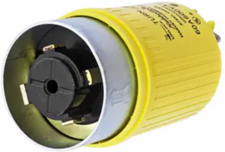 Hubbellock Industrial Male Plug, 60A 600V AC, 3-Pole, 4-Wire, 3.03 in x 3.03 in x 5.90 in