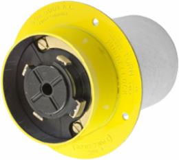 Hubbellock Flanged Inlet 60A 600V AC 3-Pole 4-Wire Yellow