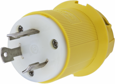 Twist-Lock Corrosion Resistant Plug, 30A, 250V AC, NEMA L6-30P, 2-Pole, Yellow Nylon