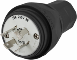 Watertight Twist-Lock Plug, 20A, 3 Phase 250V AC, 3-Pole, 4 Wire