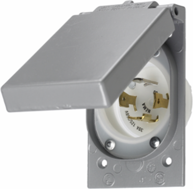 Twist-Lock Flanged Inlet 30A 125/250V, 3-Pole, 4-Wire, Gray