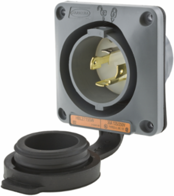 Twist-Lock Watertight Flanged Inlet 30A 125/250V 3-Pole Gray