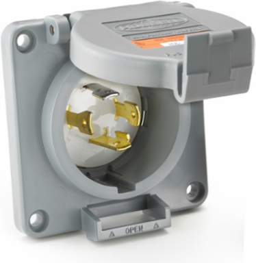 Twist-Lock Flanged Inlet, 30A 125/250V, 3-Pole 4-Wire, 3.75 Inch