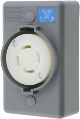 Twist-Lock Surface Mount Receptacle, 30A 250V AC, 3-Pole 4-Wire