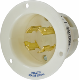 Twist-Lock Flanged Inlet, 30A 3-Phase 250V AC, 3-Pole 4-Wire Grounding