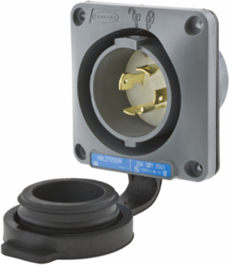 Twist-Lock Watertight Flanged Inlet 30A 250V 3-Pole 4-Wire Gray