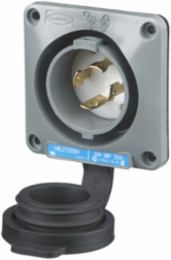 Twist-Lock Watertight Flanged Inlet 30A 250V 3-Pole 4-Wire Gray