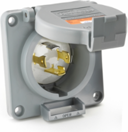 Twist-Lock Watertight Flanged Inlet, 30A 250V AC, 3-Pole 4-Wire