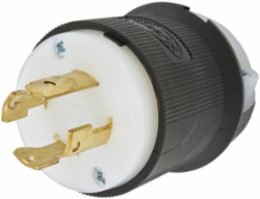 Twist-Lock Male Plug, 30A 3-Phase 480V AC, 3-Pole 4-Wire, L16-30P