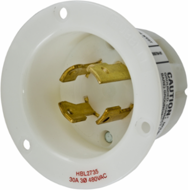 Twist-Lock Flanged Inlet 30A 3-Phase 480V AC 3-Pole 4-Wire Grounding