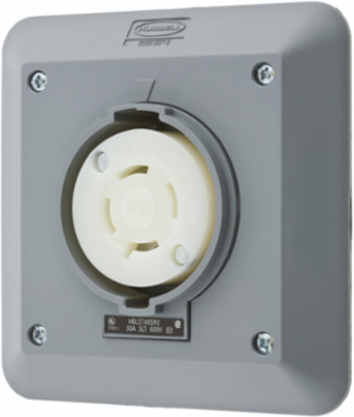 Twist-Lock Safety Shroud Receptacle, 30A 600V AC, 2-Gang