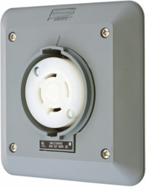 Twist-Lock Safety Shroud Receptacle, 30A 600V AC, 2-Gang