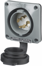Twist-Lock Watertight Flanged Inlet 30A 600V AC 3-Pole 4-Wire