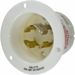 Twist-Lock Flanged Inlet 30A 3-Phase WYE 347/600V AC 4-Pole 4-Wire White