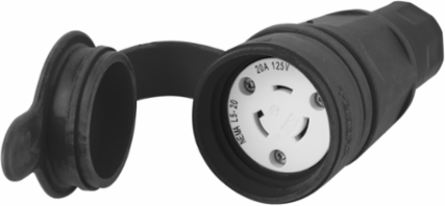 Watertight Twist-Lock Connector, 20A 125V, 2-Pole, 3-Wire, Black