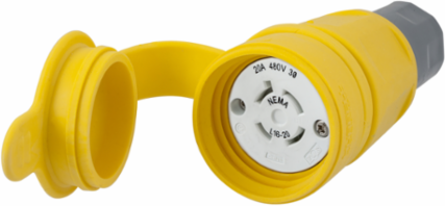 Watertight Twist-Lock Connector 20A 3-Pole 480V AC, NEMA L16-20R, Yellow