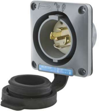 Locking Flanged Inlet 30A 3-Phase Wye 120/208V AC, 4-Pole