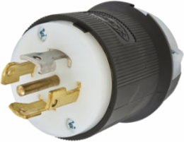 Industrial Twist-Lock Male Plug, 30A 4-Pole 347/600V AC, Nylon