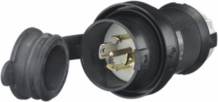Locking Plug, 30A 3-Phase Wye 347/600V AC, 4-Pole 5-Wire, Watertight