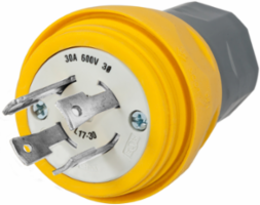 Watertight Twist-Lock Plug 30A 600V NEMA L17-30P Yellow