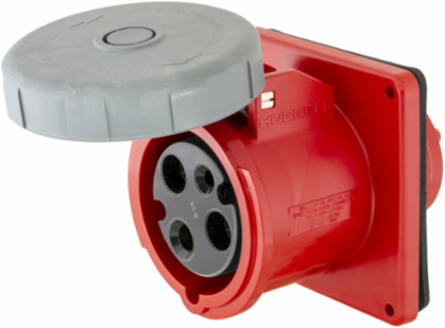 100A Watertight IEC Pin and Sleeve Female Receptacle, 480V AC, 2-Pole, 3-Wire