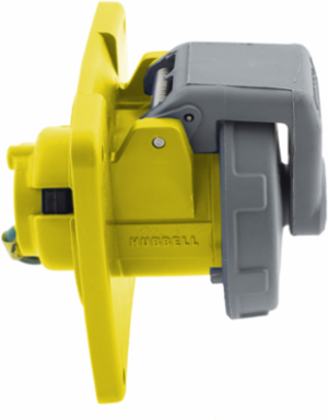 Heavy Duty IEC Female Receptacle, 16A 100-130V, Yellow, Watertight