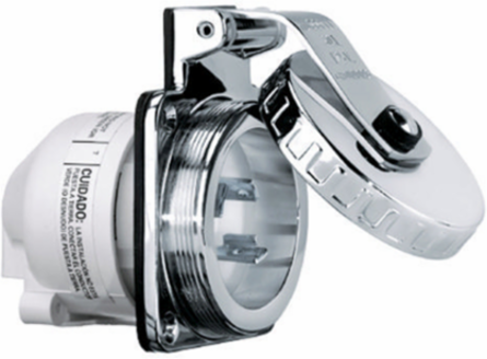 Marine Grade Twist-Lock Round Hull Inlet, 16A AC, 3-Wire Grounding