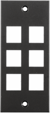 6-Port Face Plate, Black, High Impact Resistant Plastic
