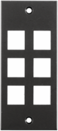 6-Port Face Plate, Black, High Impact Resistant Plastic