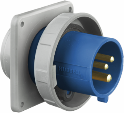 IEC Pin and Sleeve Male Flanged Inlet 20A 250V AC Watertight