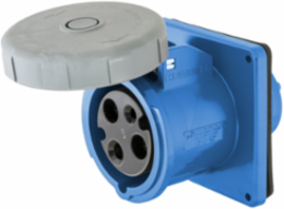 Watertight IEC Female Receptacle, 20A 250V AC, 2-Pole 3-Wire, Blue