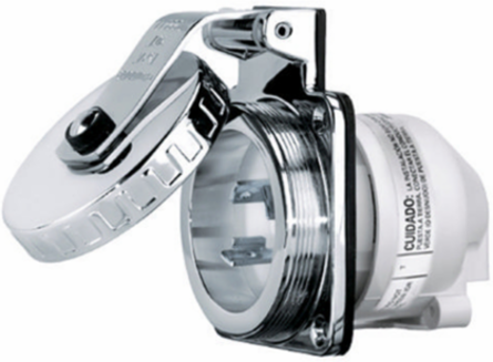 Twist-Lock® Marine Grade Round Hull Inlet 32A 230V AC 2-Pole 3-Wire Grounding