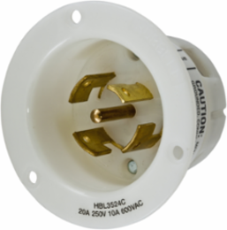 Insulgrip Twist-Lock Flanged Inlet, 20A 250V, 4-Pole, 5-Wire