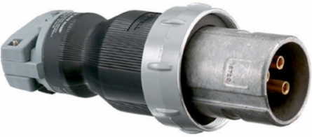 Heavy Duty Male Watertight Plug, 60A 600V AC, 2-Pole 3-Wire, Composite