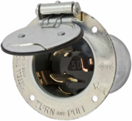 Twist-Lock Flanged Inlet 50A 250V/600V AC 2-Pole 3-Wire