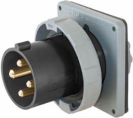 Heavy Duty Watertight IEC Pin and Sleeve Male Inlet, 100A 3-Phase 600V AC, 3-Pole 4-Wire