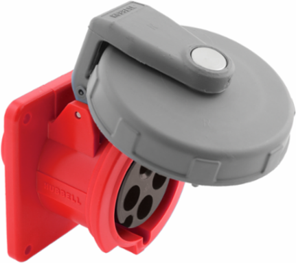 IEC 100A 3-Phase 480V AC Watertight Female Receptacle, 4-Wire Grounding