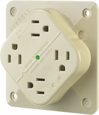 4-PLEX Surge Suppression Receptacle, 15A 125V, 2-Pole, 3-Wire