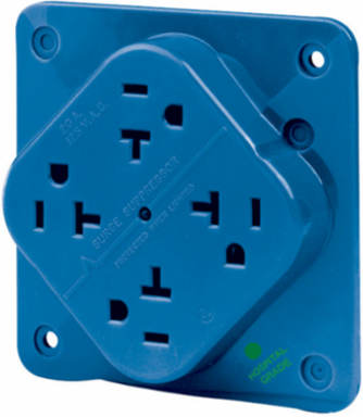 4-PLEX Hospital Grade Surge Suppression Receptacle 20A 125V 5-20R Blue
