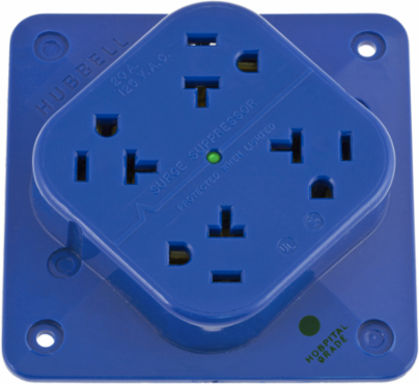 4-PLEX Hospital Grade Surge Suppression Receptacle 20A 125V 5-20R Blue