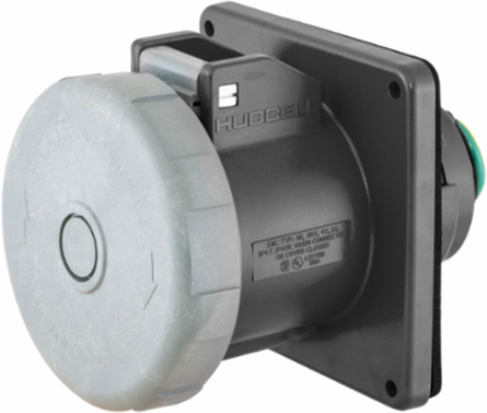 Heavy Duty IEC Female Receptacle, 20A 3-Phase 600V AC, Watertight, 3-Pole 4-Wire