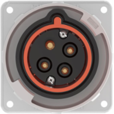 IEC Pin and Sleeve Watertight Male Flanged Inlet, 30A 3-Phase 480V AC