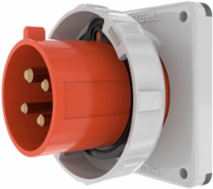 IEC Pin and Sleeve Watertight Male Flanged Inlet, 30A 3-Phase 480V AC