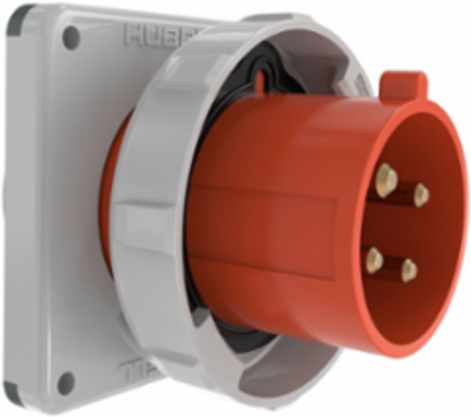 IEC Pin and Sleeve Watertight Male Flanged Inlet, 30A 3-Phase 480V AC