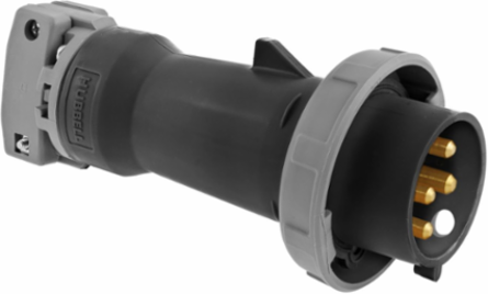IEC Male Plug, 30A 3-Phase Delta, 600V AC, 4-Wire, Watertight