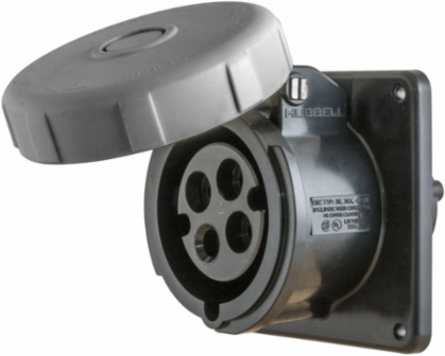 Heavy Duty Female Receptacle, 30A 3-Pole 4-Wire, 600V AC, Watertight