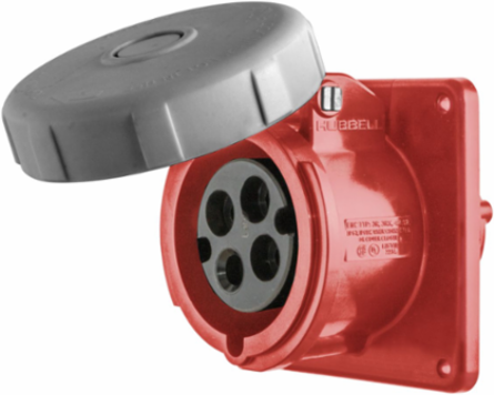 Watertight 30A 3-Phase 480V AC Female Receptacle, 3-Pole 4-Wire
