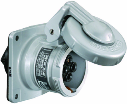 Industrial Grade 30A 600V AC Female Receptacle, 3-Pole 4-Wire, Watertight