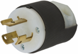 Twist-Lock® Male Plug, 15A 250V, 2-Pole 3-Wire, Black/White